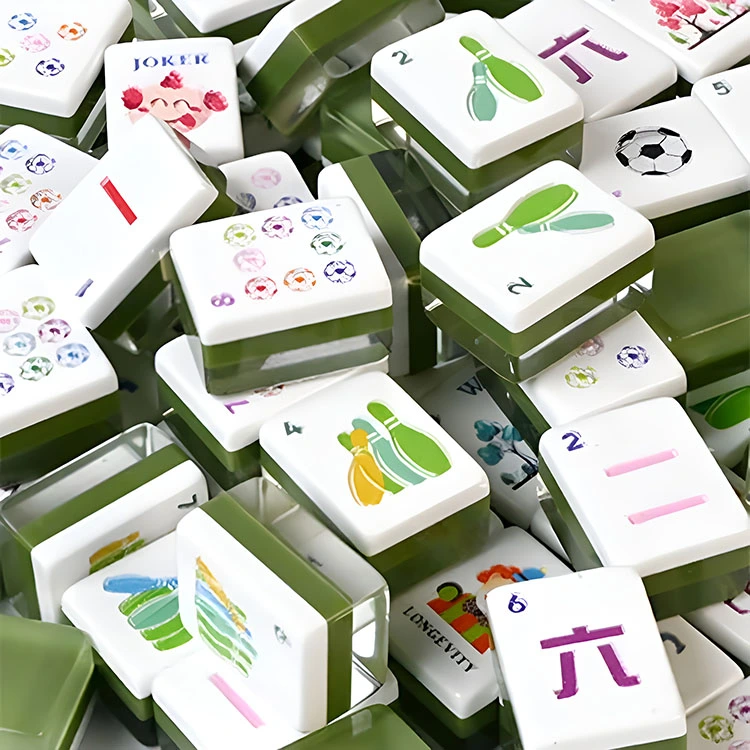 Army green acrylic mahjong tiles