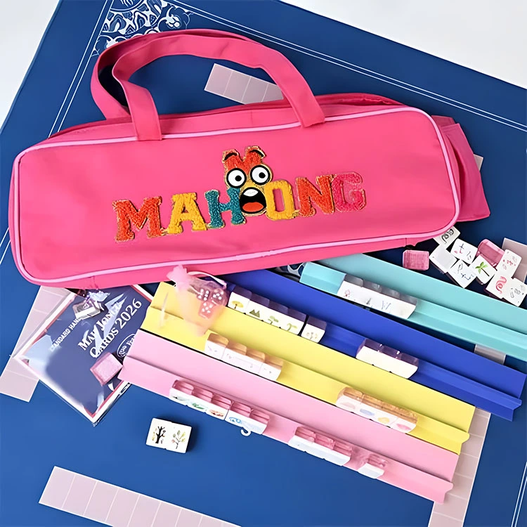 Pink Cartoon Emoji Mahjong Set