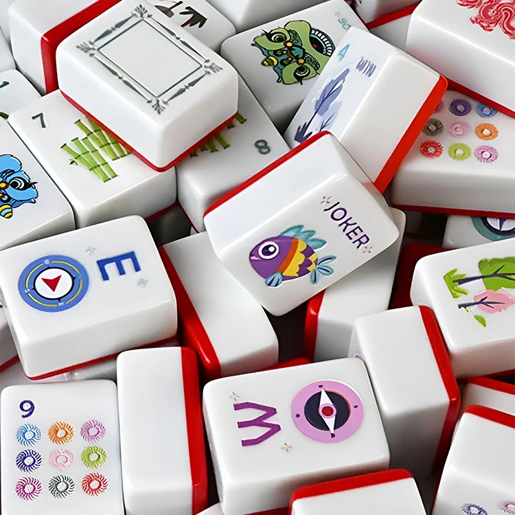 Vibrant red melamine mahjong tiles